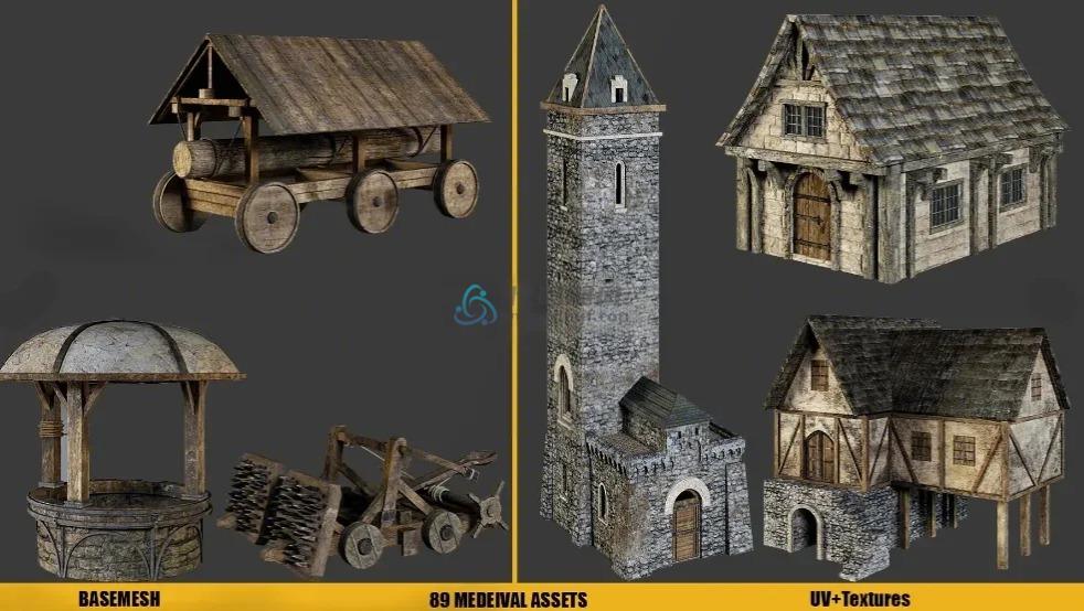 图片[2]-中世纪房屋建筑3D模型！顶级木制品3D模型，日常工具合集，含MAX FBX格式模型素材-代码飓风
